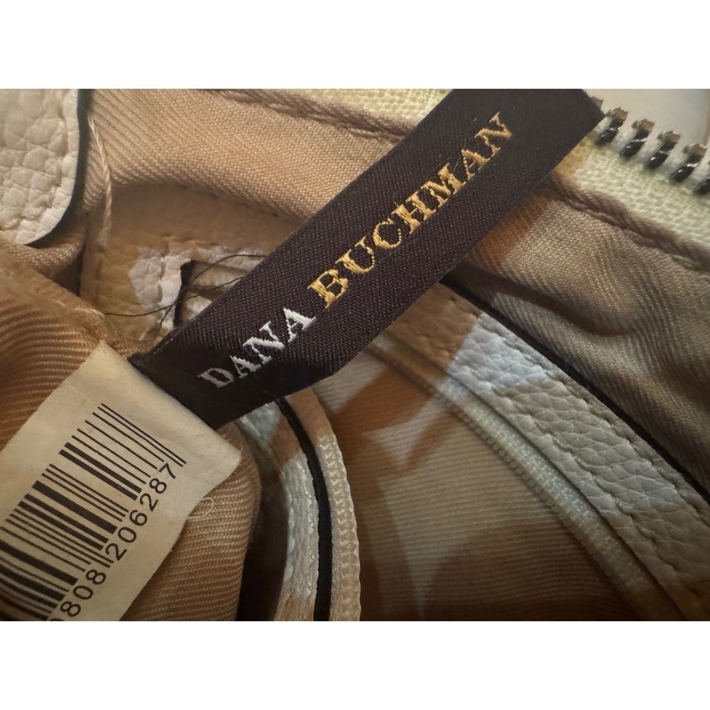Dana Buchman Monogram Crossbody Bag White Pink Orange Stripe Multi-Zip Pocket - Picture 4 of 14